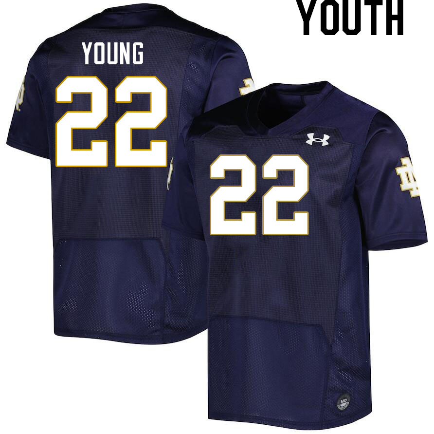 Youth #22 Kedren Young Notre Dame Fighting Irish College Football Jerseys Stitched-Navy